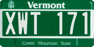VT license plate XWT171