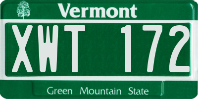 VT license plate XWT172