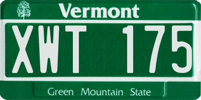 VT license plate XWT175