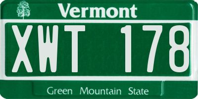 VT license plate XWT178