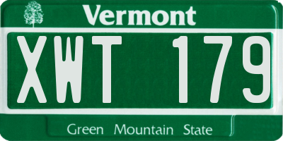 VT license plate XWT179