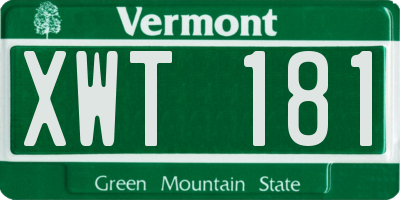 VT license plate XWT181