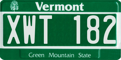 VT license plate XWT182