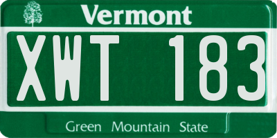 VT license plate XWT183