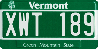 VT license plate XWT189