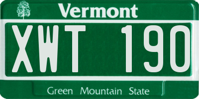 VT license plate XWT190