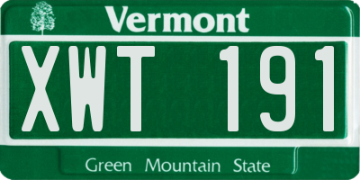 VT license plate XWT191