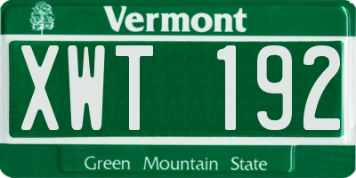 VT license plate XWT192
