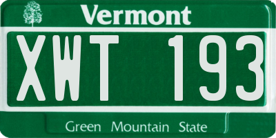 VT license plate XWT193