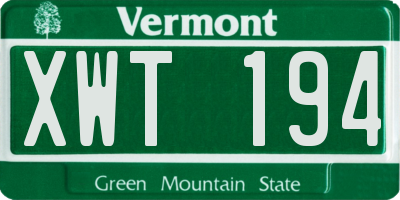 VT license plate XWT194