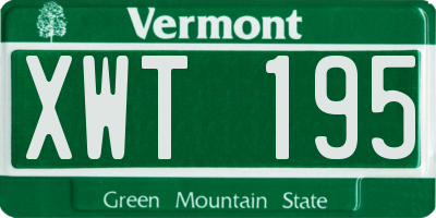 VT license plate XWT195