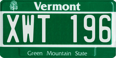 VT license plate XWT196