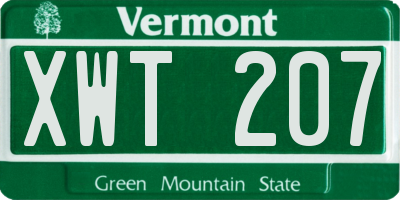 VT license plate XWT207