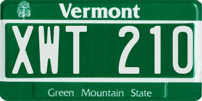 VT license plate XWT210