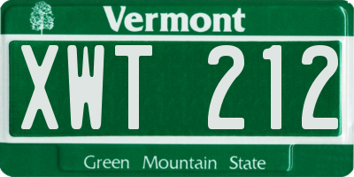 VT license plate XWT212