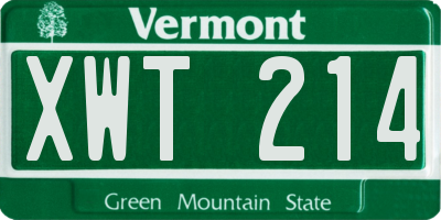 VT license plate XWT214