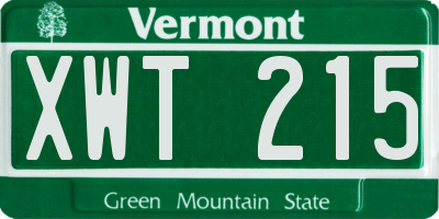 VT license plate XWT215