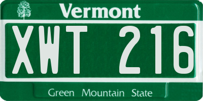 VT license plate XWT216