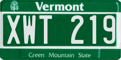 VT license plate XWT219