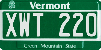 VT license plate XWT220