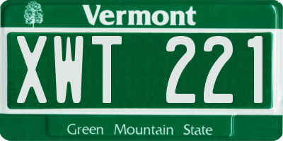 VT license plate XWT221