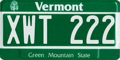 VT license plate XWT222