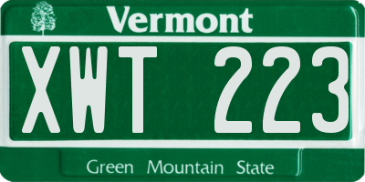 VT license plate XWT223