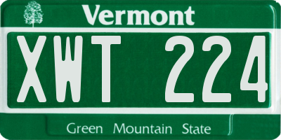 VT license plate XWT224
