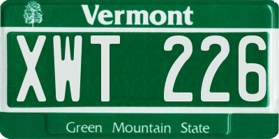 VT license plate XWT226