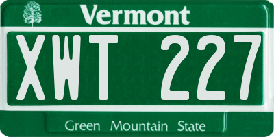 VT license plate XWT227