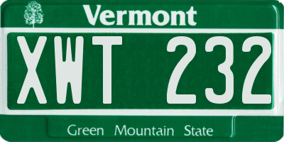 VT license plate XWT232