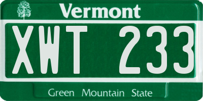 VT license plate XWT233