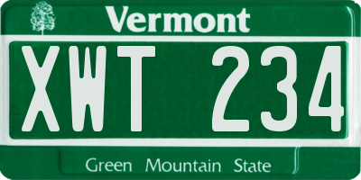 VT license plate XWT234