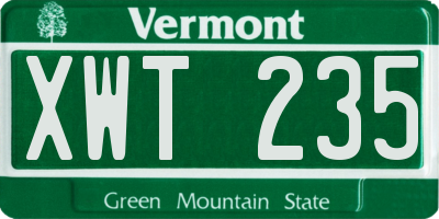 VT license plate XWT235