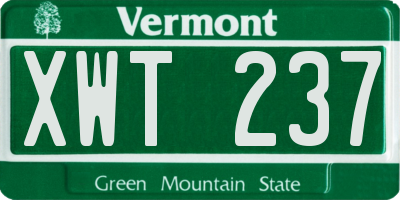 VT license plate XWT237