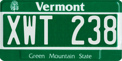 VT license plate XWT238