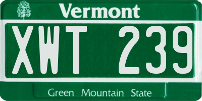 VT license plate XWT239