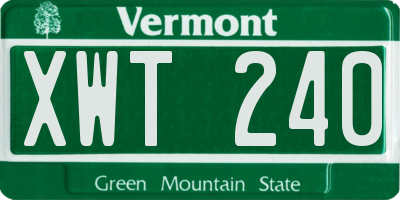 VT license plate XWT240