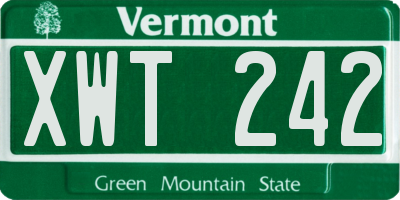 VT license plate XWT242