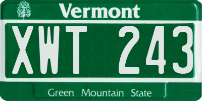 VT license plate XWT243