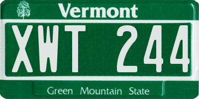VT license plate XWT244