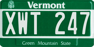 VT license plate XWT247
