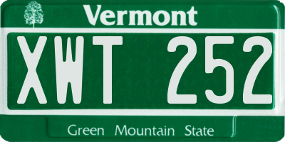 VT license plate XWT252