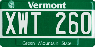 VT license plate XWT260
