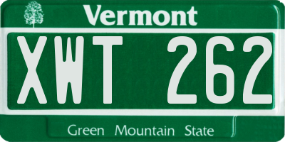 VT license plate XWT262
