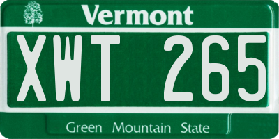 VT license plate XWT265