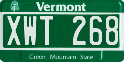 VT license plate XWT268