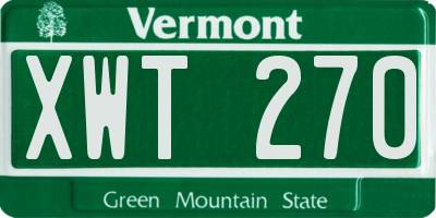 VT license plate XWT270
