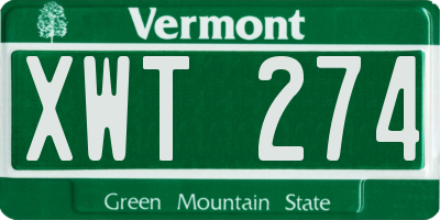 VT license plate XWT274