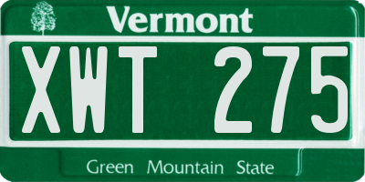 VT license plate XWT275